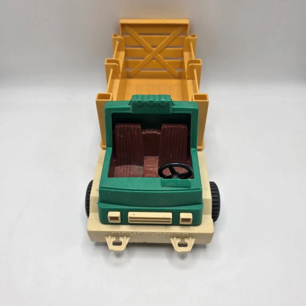 Fisher Price Stake Bed‎ Truck Kids Green Yellow Vintage 1970s USA Toy Vehicle